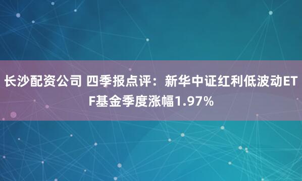 长沙配资公司 四季报点评：新华中证红利低波动ETF基金季度涨幅1.97%
