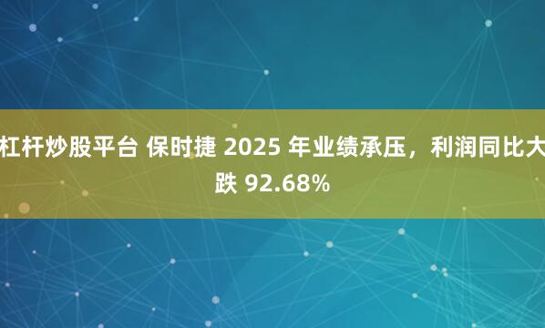 杠杆炒股平台 保时捷 2025 年业绩承压，利润同比大跌 92.68%