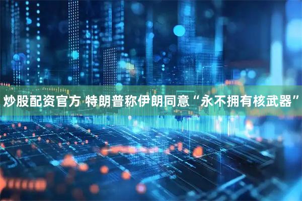 炒股配资官方 特朗普称伊朗同意“永不拥有核武器”